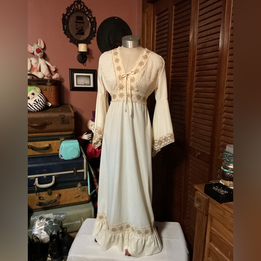 Vintage 1970’s Maxi Dress with bell sleeves